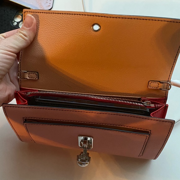 Alexander McQueen Skull Wallet Crossbody Bag on Silver Chain Leather Pink - Picture 17 of 17